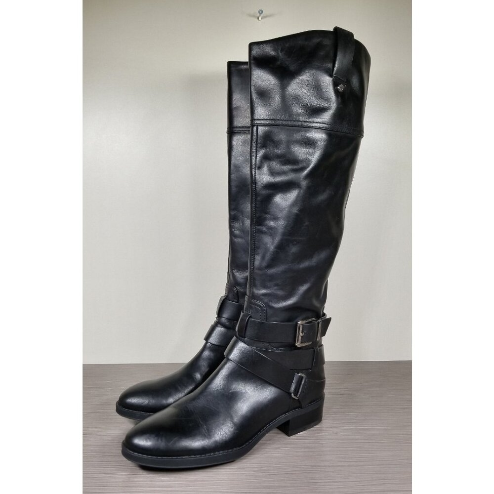 Vince Camuto Pazell Knee High Boot, Black Leather, Womens Size 5.5 M / 35.5